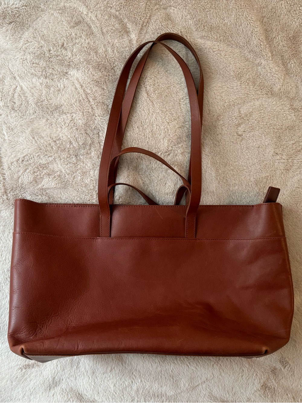 NWT Madewell The Zip-Top Essential Tote Leather Warm Cinnamon - Picture 11 of 14